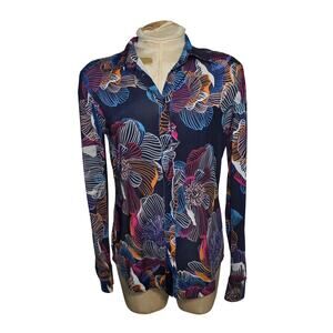 Anatomie Italy Snap Button Front Bright Floral Shirt Travel Luxury Colorful Sm